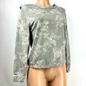 ZOE & PHOEBE NWT Women’s Sz S Grey Floral Pullover Sweatshirt Top Casual Active